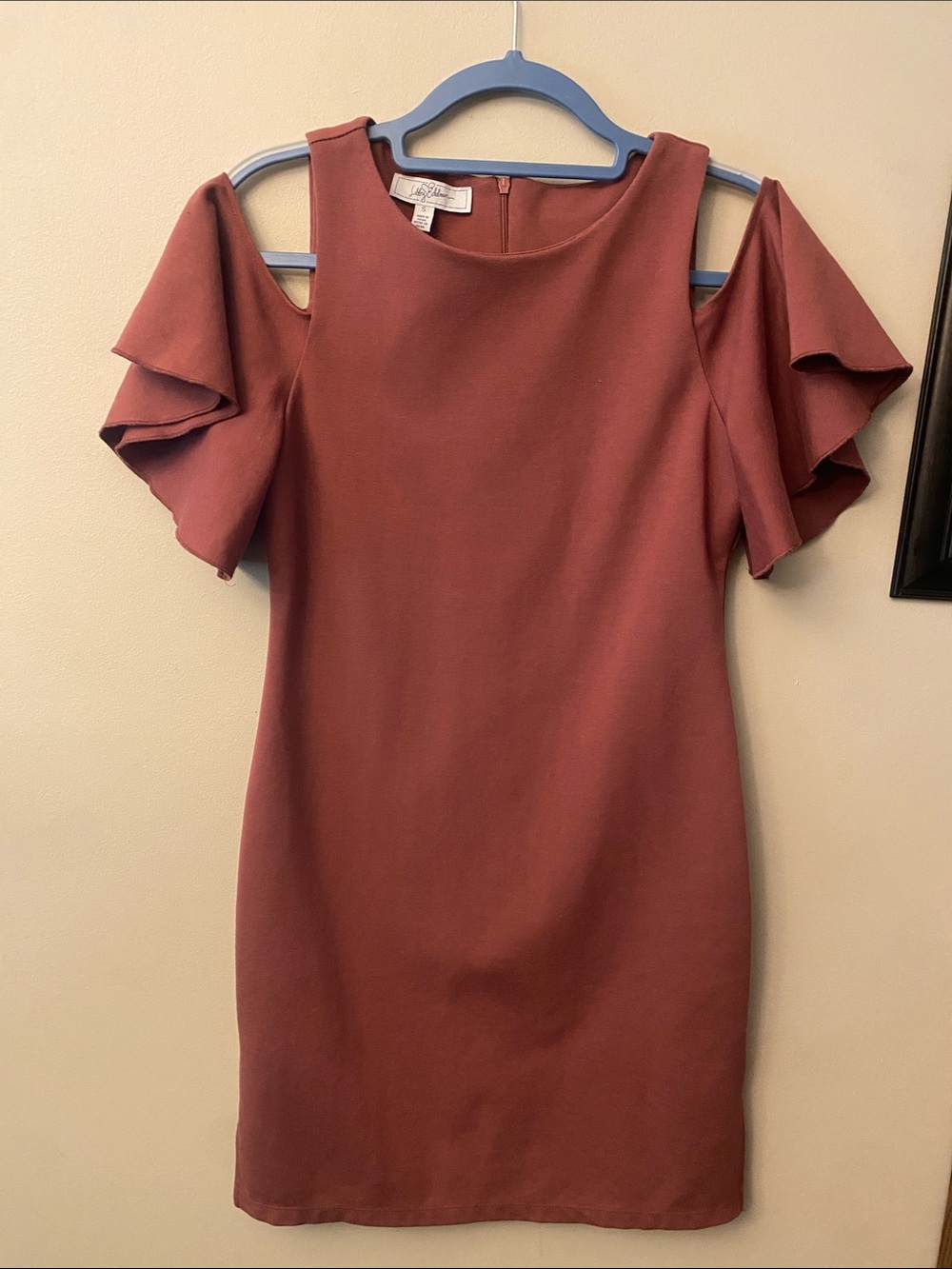 libby. edelman Mauve Cold-Shoulder Ruffle Mini Dress